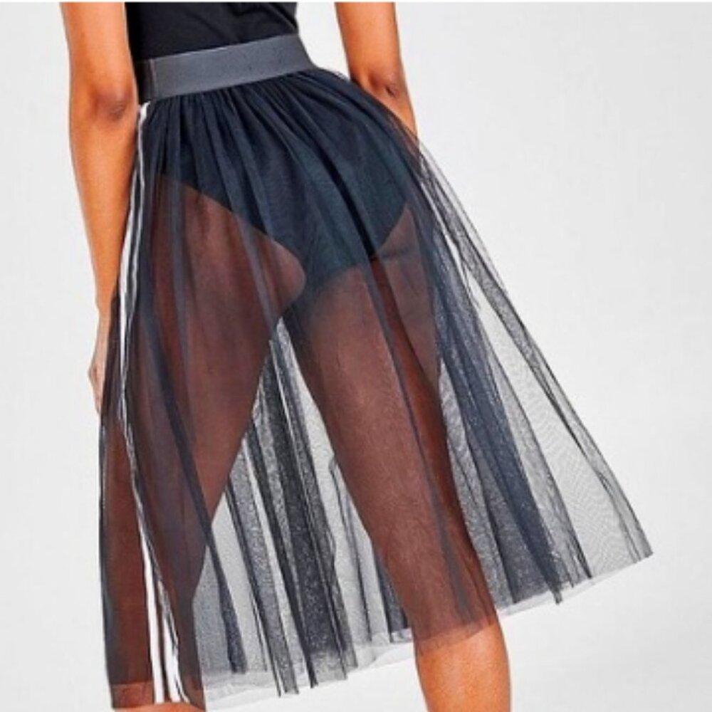 💥HOT ITEM!💥ADIDAS Sleek Pleated Midi Tulle Skirt in Black& White - Picture 6 of 15
